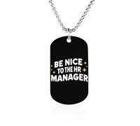 Be Nice To The HR Manager Couples Memorial Necklaces for Women Men Square Titanium Steel Chains Pendant Jewelry Gift