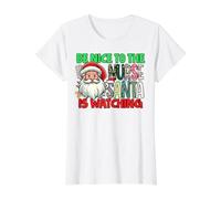 Be Nice to the Nurse Santa is Watching Ugly x-mas Sweater Value Graphic T-Shirt, Women, White, S