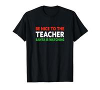 Be Nice to The Teacher Santa is Watching Teacher Christmas Value Graphic T-Shirt, Men, Black, XL