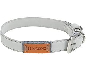Be Nordic Collar, Leather, M: 45 cm - 51 cm, 20 mm, Light Grey