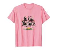 Be One with Nature: Rustic Floral Inspirational T-Shirt, Men, Pink, S