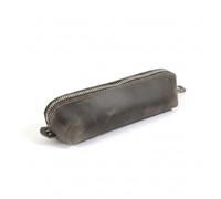 be online Handmade Genuine Leather Pencil Case - Multi-Use Desk Organizer for Pens and Makeup Brushes - Protective Case with Sturdy Zipper, anthracite grey, one size, Retro