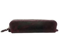 be online Handmade Genuine Leather Pencil Case - Multi-Use Desk Organizer for Pens and Makeup Brushes - Protective Case with Sturdy Zipper, Burgundy, one size, Retro