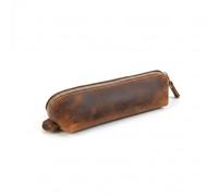 be online Handmade Genuine Leather Pencil Case - Multi-Use Desk Organizer for Pens and Makeup Brushes - Protective Case with Sturdy Zipper, Cognac, one size, Retro