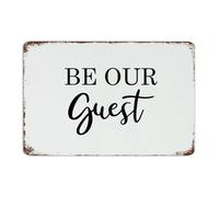 Be Our Guest Funny Novelty Metal Signs Custom Cabin Wall Art Plaques Wall Decor Garage Signs for Men Laundry Dining Room 12x18 Inch