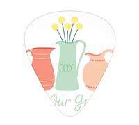 Be Our Guest Guitar Picks 12 Pack Universal ABS Guitar Picks,Flower Vases and Pale Yellow Blossoms on White with Welcoming Guests Theme,for Acoustic and Electric Guitar