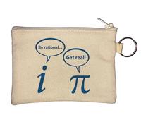 Be Rational Get Real I and Pi Key Chain Coin Purse Beige