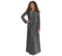Be Relax Bathrobe for Women - Full Length Terry Cotton Robe with Shawl Collar and Hood, Warm and Cozy Robe with Belt & Pocket, Grey, X-Small