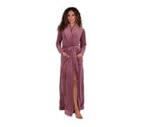 Be Relax Terry Velour Robe - Made of Polyester, Shawl Collar Robe with Belt & Side Pockets, Soft & Warm Bathrobe for Women, Soft Pink, Medium