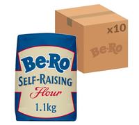 Be-Ro Self Raising Flour 1.1 kg, Bulk Self-Raising Baking Flour for Cakes, Sponges & Home Baking (Pack of 10)