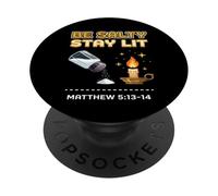 Be Salty Stay Lit Matthew 5:13-14 Bible Verse Meme Men Women PopSockets Adhesive PopGrip