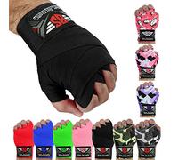 BE SMART INTERNATIONAL LTD Hand Wraps Bandages Fist Boxing Inner Gloves Mitts MMA Cotton Pair (Black, 4.5M)