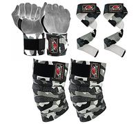 BE SMART INTERNATIONAL LTD Knee Wraps Weight Lifting Body Building Gym Training Support Leg Wrist Strap Squatting deadlifing power lifting crossfit wraps straps sleeves (Gray Camo, One Size)