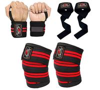 BE SMART INTERNATIONAL LTD Knee Wraps Weight Lifting Body Building Gym Training Support Leg Wrist Straps *Professional Knee & Wrist Wraps Available In 6 Colors* (Red)