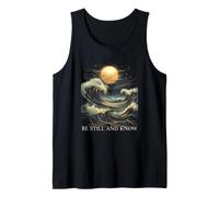 Be Still and Know Bible Faith Christian Blue Wave Full Moon Tank Top