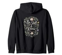 Be Still and Know Psalm 46:10 Floral Christian Verse Zip Hoodie