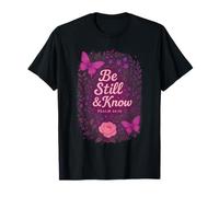 Be Still And Know Psalm 46:10 Retro Groovy Christian Floral T-Shirt