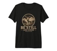 Be Still and Know Psalm 4610 Deer on Mountain Faith Premium T-Shirt