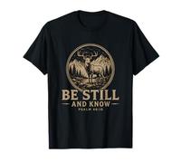 Be Still and Know Psalm 4610 Deer on Mountain Faith T-Shirt