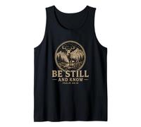 Be Still and Know Psalm 4610 Deer on Mountain Faith Tank Top