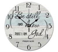 Be Still And Know That I Am God 46:10 Round Wall Clock Easy To Read Frameless Wall Clock Silent Quartz Clocks For School Office Bedroom 25Cm