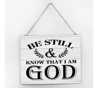 Be still And Know That I Am God Inspirational Wall Décor Wood Signs 10x12 Inch Antique Wall Art Wood Plaque with Sayings Home Decor for Living Room Office