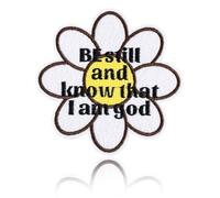 Be Still and Know That I Am God Patch Daisy Bible Verse Embroidery Flower Iron On/Sew On Applique for Backpack Bible Cover Journal Jacket Faith-Based Inspirational Patch for Christians Meditators