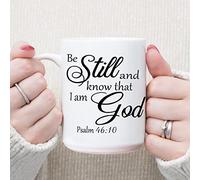Be Still and Know That I Am God Psalm 46:10 Coffee Mugs Religious Faith Mugs 15oz Bible Verse Ceramic Coffee Cups Inspirational Mugs Gifts for Mom Wife Friend Sister Her Colleague Coworker