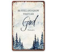 Be Still And Know That I Am God, Psalm 46:10 Metal Tin Sign Bible Verses Wall Decor Christian Wall Decor Painting The Wall Decorations For Living Room Modern Artwork Metal Tin Sign 6x8 Inch