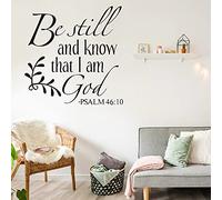 Be Still and Know That I am God Psalm 46:10 Wall Decal Christian Inspiring Bible Verse Quote Wall Stickers Vinyl Handwriting Art Letters Prayer Blessed Home Decor Wall Stickers