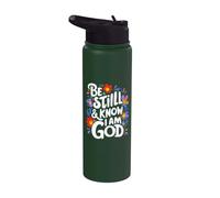 Be Still and Know that I Am God Psalm Floral Bible Verse Stainless Steel Insulated Water Bottle