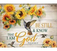 Be Still And Know That I Am God, Sunflower And Bird Floor Mats Backed Dust Front Doormats Decorative Door Mat For Outdoor Kitchen Front Back Door 40 X 60Cm