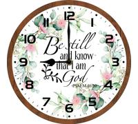 Be Still And Know That I Am God Wall Clock 10 Inch Silent Non-Ticking Home Kitchen Decor,Battery Operated for Bathroom Bedroom Living Room Office