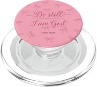 Be Still Bible Verse Christian Pink Coquette Bow Pattern PopSockets PopGrip for MagSafe
