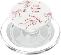 Be Still Christian Bible Verse Coquette Pink Bows Pattern PopSockets PopGrip for MagSafe