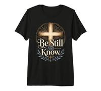 Be Still Cross Religious Scripture Verse Premium T-Shirt