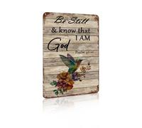 "Be Still & Know That I Am God - Psalm 46:10" Rustic Hummingbird Metal Aluminum Sign Wall Decor for Living Room, Bedroom, Home Office, Porch, Prayer Room - 8x12 Inches Faith-Inspired Decor (26044)