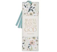 Be Still Teal Meadow Faux Leather Bookmark - Psalm 46:10