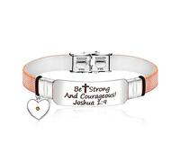 Be Strong And Courageous Joshua 1:9 Bracelet Bible Cuff Wristband Stainless Buckle Mustard Seed Charm, Plastic, resin