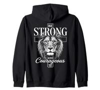 Be Strong and Courageous Joshua 1:9 Lion | Christian Warrior Zip Hoodie