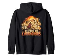Be Strong And Courageous Joshua Jericho Biblical Art Zip Hoodie