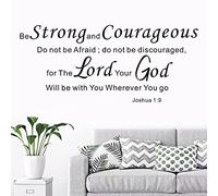 Be Strong and Courageous Wall Art, Scripture Wall Decals, (Easy to Install), Wall Decor Stickers Vinyl Quotes Bedroom Living Room Office Family Faith Prayer Church Lord Jesus Home Art Decor 41.4"x18"