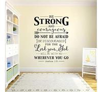 Be Strong and Courageous Wall Decal Quote Bible Verse Christian Wall Decor Stickers Joshua 1:9 Decal,Black,57 X 77 Cm