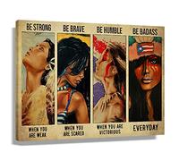 Be Strong Be Brave Be Humble Be Badass Poster Canvas Framed Motivational Quotes Wall Art Retro Prints Puerto Rican Wall Art Painting For Living Room Decorations Framed (12x18 inch)