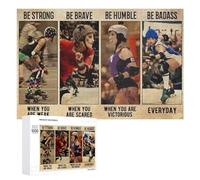 Be Strong When You are Weak Horizontal Poster Roller Derby Art Print Puzzle 1000 Pieces Jigsaw Puzzle for Adults -Funny Challenging Puzzle Perfect for Game Nights