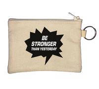 Be Stronger Than Yesterday Dialogue Box Key Chain Coin Purse Beige