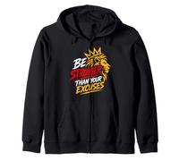Be Stronger Than Your Excuses Lion Graphic Zip Hoodie