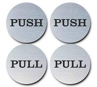 Be The Bestest 2" Inch Round Push Pull Door Signs (Brushed Silver) 304 Grade Stainless Steel (Pack of 2)