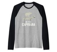 Be The Capybara Calm Funny Capy Riding Gator Chill Vibes Raglan Baseball Tee