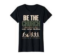Be The Church When Service is Over Faith Action Christian Value Graphic T-Shirt, Women, Black, S